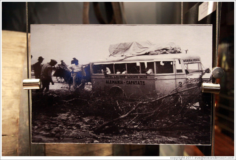 Old photo of an Aleman?Cafayate bus. Museo de la Vid y el Vino (Museum of Vine and Wine).