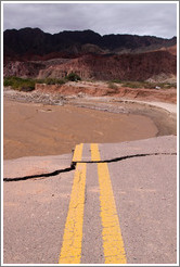 Road, part of which had sheared off due to a mudslide. Quebrada de las Conchas.