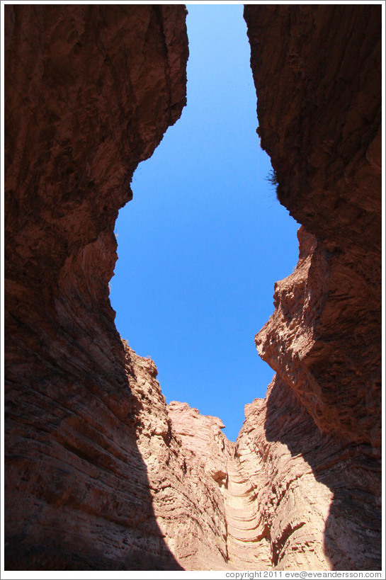 The sky, peeking through the rocks. El Anfiteatro (The Ampitheatre), a natural rock formation. Quebrada de las Conchas.