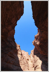 The sky, peeking through the rocks. El Anfiteatro (The Ampitheatre), a natural rock formation. Quebrada de las Conchas.