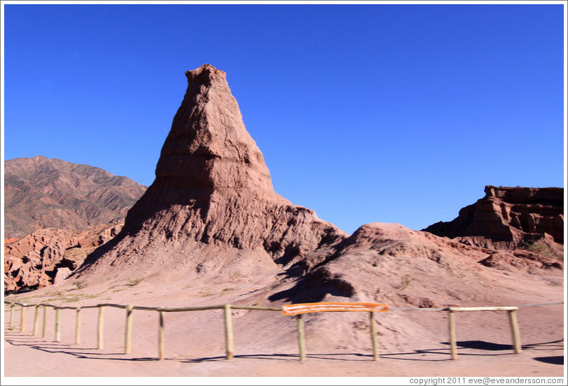 El Obelisco, a natural rock formation resembling an obelisk. Quebrada de las Conchas.