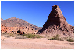 El Obelisco, a natural rock formation resembling an obelisk. Quebrada de las Conchas.