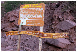 Sign. Garganta del Diablo (Devil's Throat). Quebrada de las Conchas.