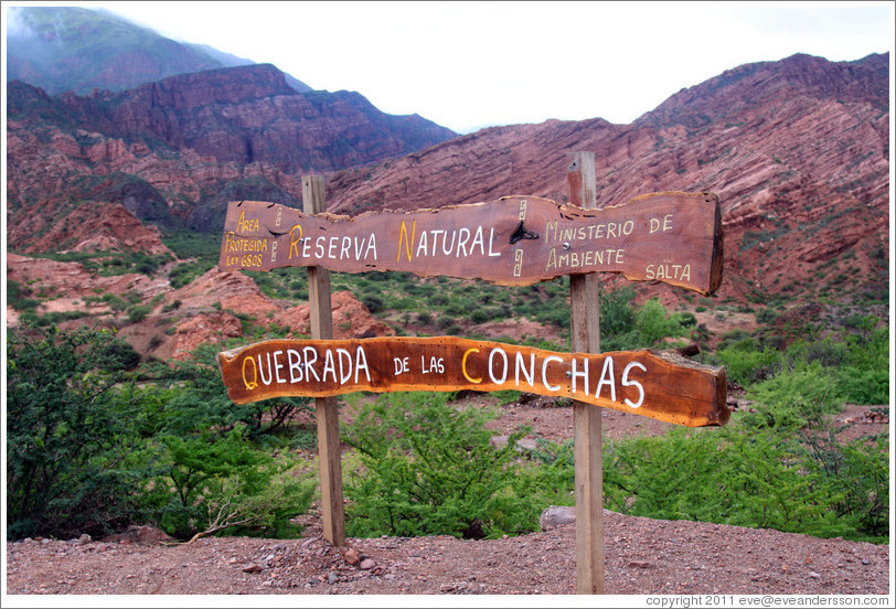 Sign. Quebrada de las Conchas.