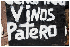 Vinos Patero (foot-pressed wine) sign. Quebrada de las Conchas.