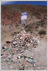 Offerings to the goddess Pachamama at Abra Blanca, the high point on Ruta Nacional 51.