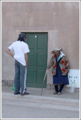 Old lady and a young man.