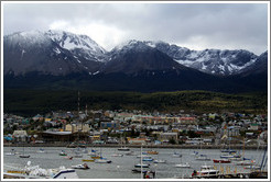 Ushuaia and its harbor, viewed from Aeroclub Ushuaia.