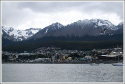 Ushuaia and its harbor, viewed from Aeroclub Ushuaia.