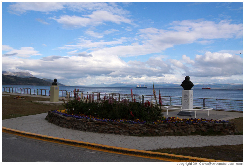 Flowers planted near the Bah?de Ushuaia.