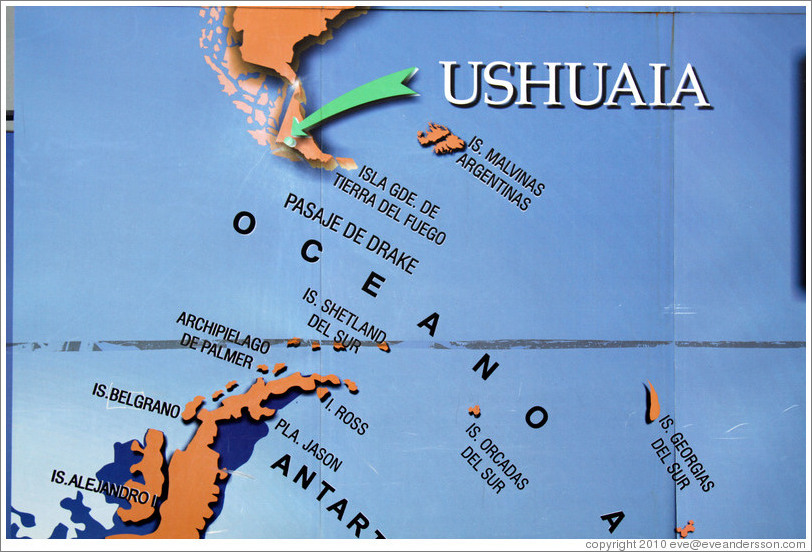 Map displaying the Islas Malvinas Argentinas.