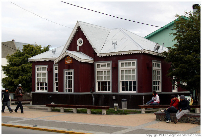 Ushuaia's first library (now a tourist information center) on San Martin at Juana Faudul.