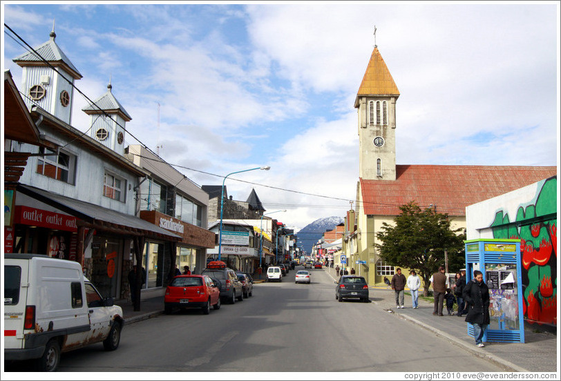 San Martin, the major street of Ushuaia.