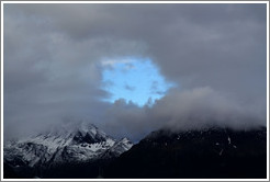 Hole in the clouds above Ushuaia.