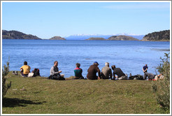 People picnicking.  Bah?Ensenada.  Costera Sendero (Coastal Path).