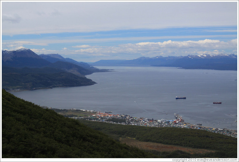 View of Ushuaia from Glaciar Martial Sendero del Filo (Edge Path).