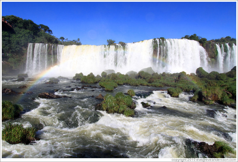 Iguassu Falls with rainbow.