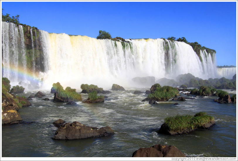 Iguassu Falls with rainbow.