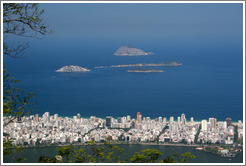 Ipanema and islands viewed from the top of Corcovado Mountain.