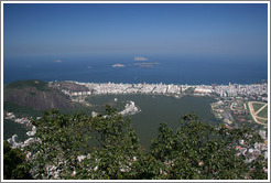 View of Lagoa Rodrigo de Freitas and surrounding Rio de Janeiro from the top of Corcovado Mountain.