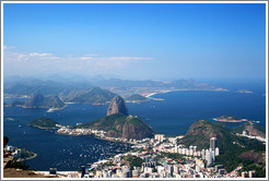 View of P&atilde;o de A&ccedil;&uacute;car (Sugarloaf Mountain) from the top of Corcovado Mountain.