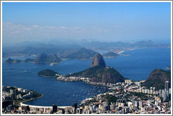 View of P&atilde;o de A&ccedil;&uacute;car (Sugarloaf Mountain) from the top of Corcovado Mountain.