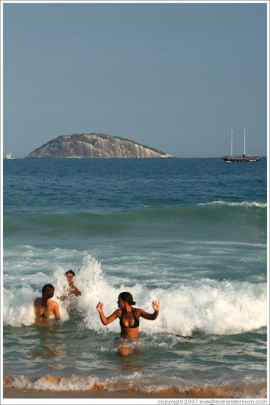 Swimmers at Ipanema Beach.