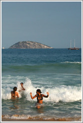 Swimmers at Ipanema Beach.