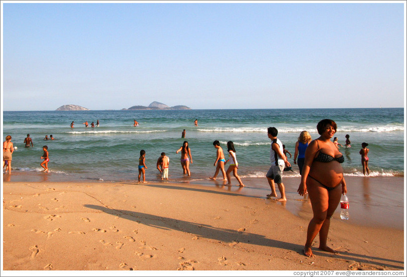 Swimmers at Ipanema Beach.