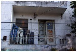 Clothes drying on balcony of S&atilde;o Paulo apartment.