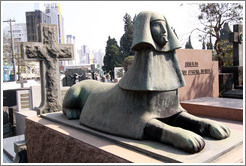 Tomb with sphinx sculpture.  Cemit?o S?Paulo.