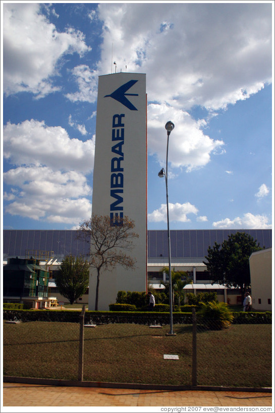 Entrance to Embraer, headquartered in S&atilde;o Jos&eacute; dos Campos, near S&atilde;o Paulo.  Third largest airline producer in the world after Boeing and Airbus.