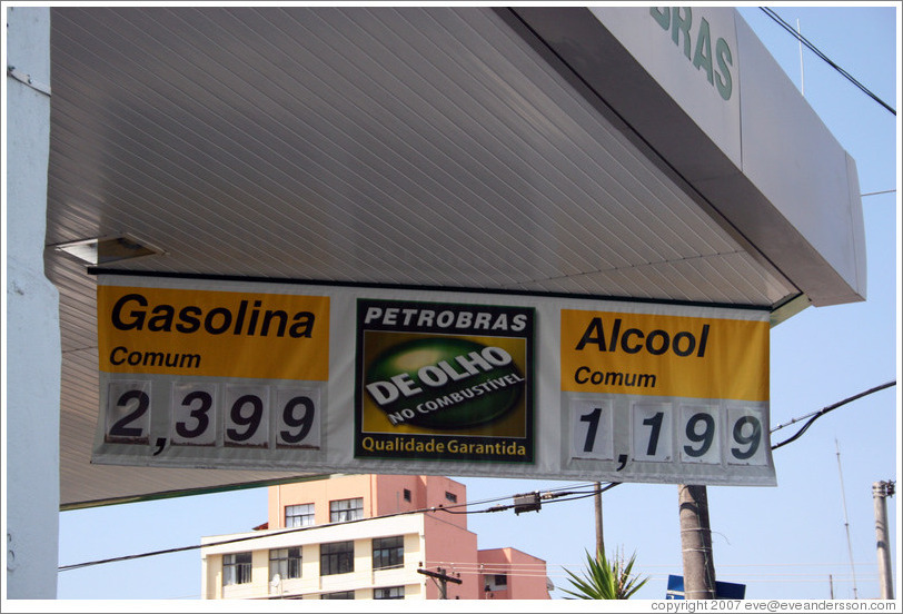 Many cars in Brazil can run on gasoline, alcohol, or any mixture of the two.