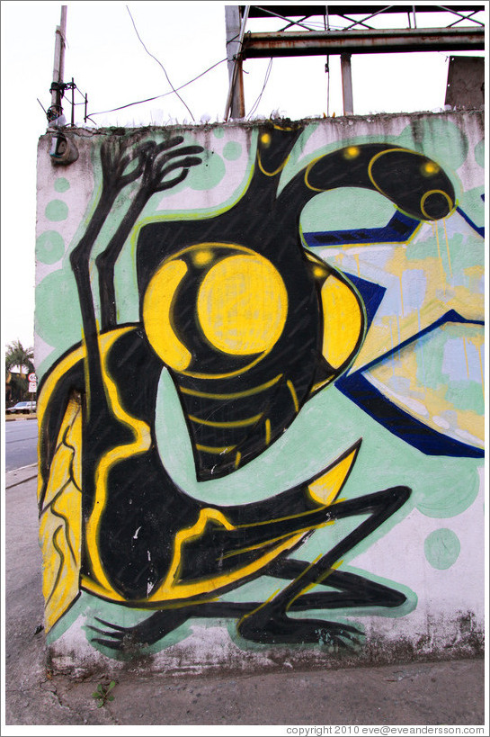Graffiti: bee.  Rua Chipre at Av. Brg. Faria Lima.