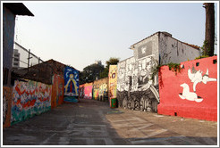 Villa Magdalenda neighborhood.  Graffiti-filled alley between Rua Padre Jo?Gon?ves and Rua Belmiro Braga.