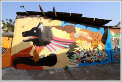 Graffiti: black dog.  Villa Magdalenda neighborhood.  Alley between Rua Padre Jo?Gon?ves and Rua Belmiro Braga.