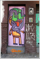 Graffiti: man with a green, rearranged face.  Villa Magdalenda neighborhood.  Rua Cardeal Arcoverde.