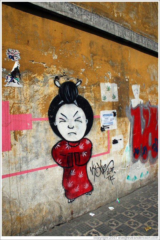 Graffiti in Liberdade, a Japanese district in S&atilde;o Paulo.