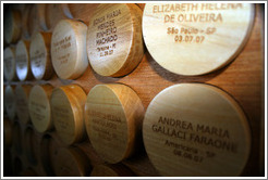Plaques commemorating "consultant" (salesperson) visits to the headquarters of Natura, Brazil's largest cosmetics company.