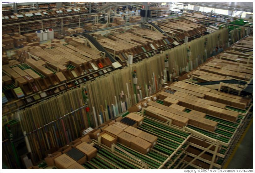 Stacks of products.  Headquarters of Natura, Brazil's largest cosmetics company.