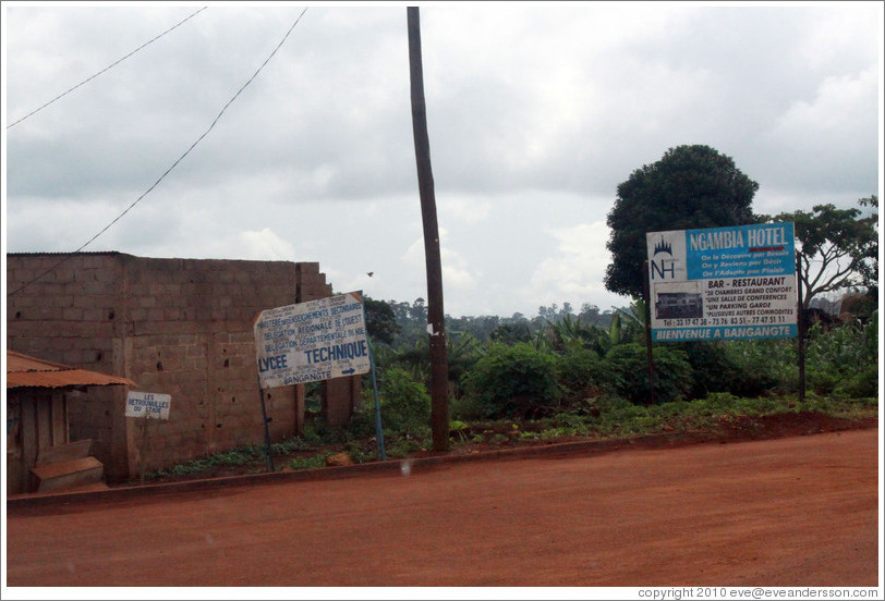 Ngambia Hotel sign.