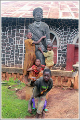 Children on a statue.