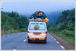 Bus loaded with cargo on Route N5.