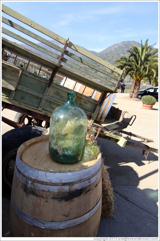 Wagon, bottle and barrel.  Veramonte Winery.