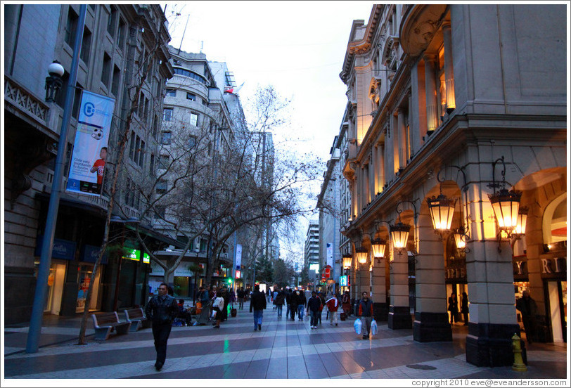 Paseo Ahumada at dusk.