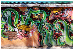 Graffiti: two blonde fairies.  Constituci?Bellavista neighborhood.