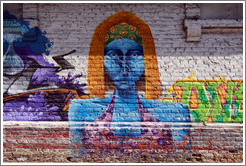 Graffiti: blue woman.  P?Nono at Antonia L? de Bello, Bellavista neighborhood.