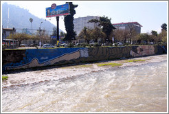 Graffiti: Jesus sleeping.  Mapocho River.