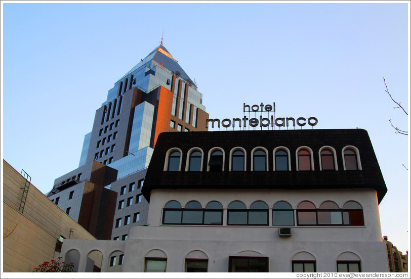 hotel Monteblanco and a modern building, Isidora Goyenechea, Providencia neighborhood.