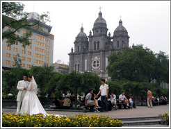 Wedding in front of St. Joseph's Cathedral.